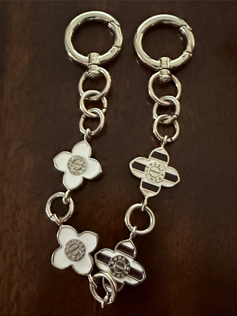 RARE henri bendel Silver-Tone Bag charm reversible design